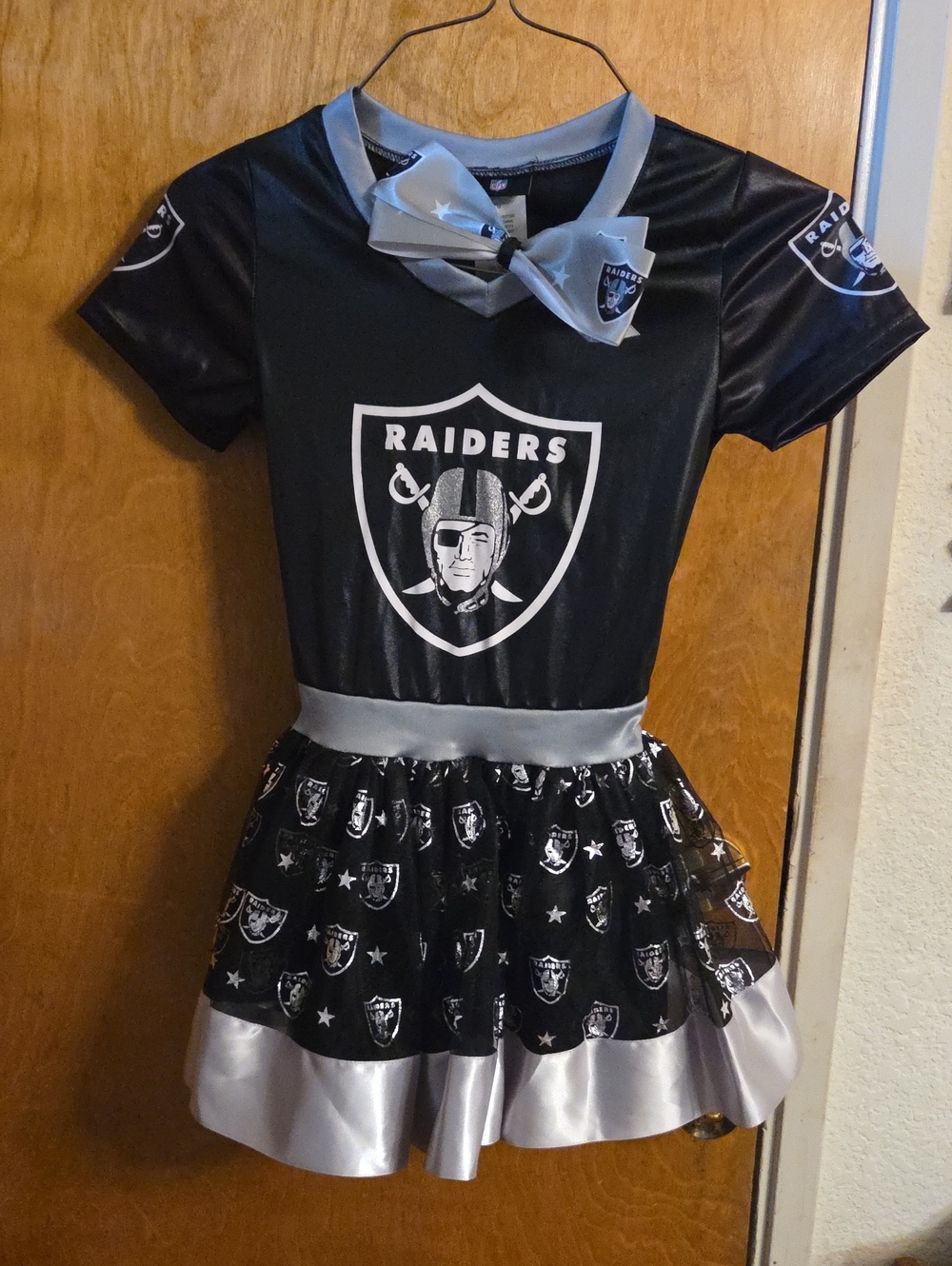 NWT Big Girls Black Las Vegas Raiders Tutu Tailgate Game Day V-Neck Costume